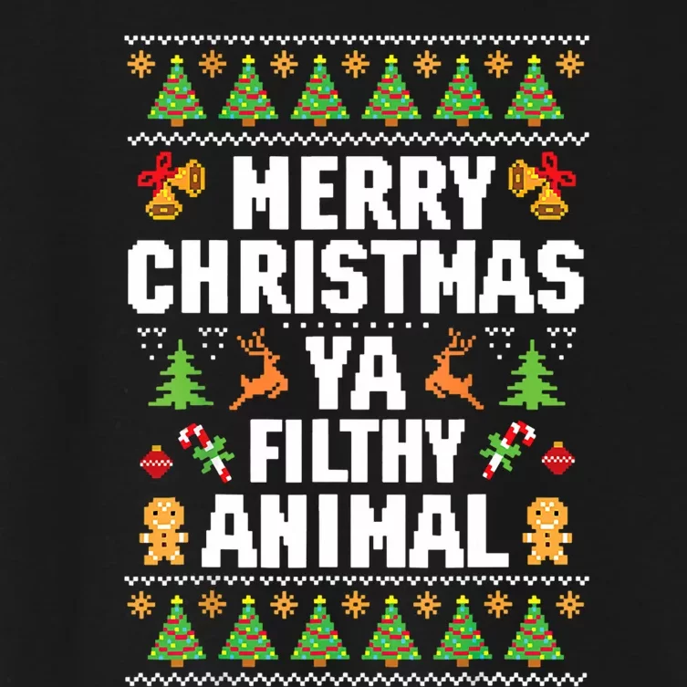 Merry Christmas Animal Filthy Ya Ugly Sweater Style Matching Hoodie Women's Crop Top Tee