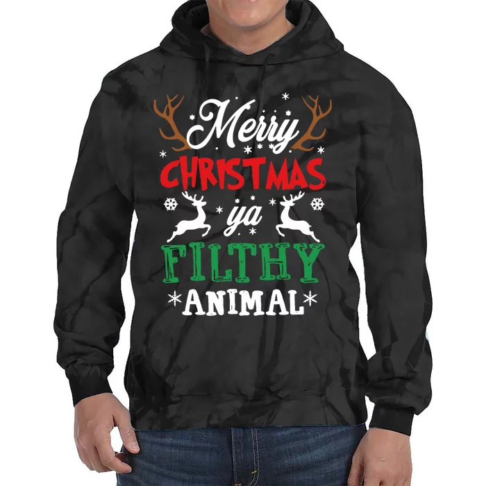 Merry Christmas Animal Filthy Ya Xmas Pajama Tie Dye Hoodie