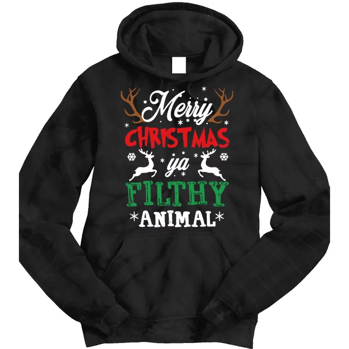 Merry Christmas Animal Filthy Ya Xmas Pajama Tie Dye Hoodie