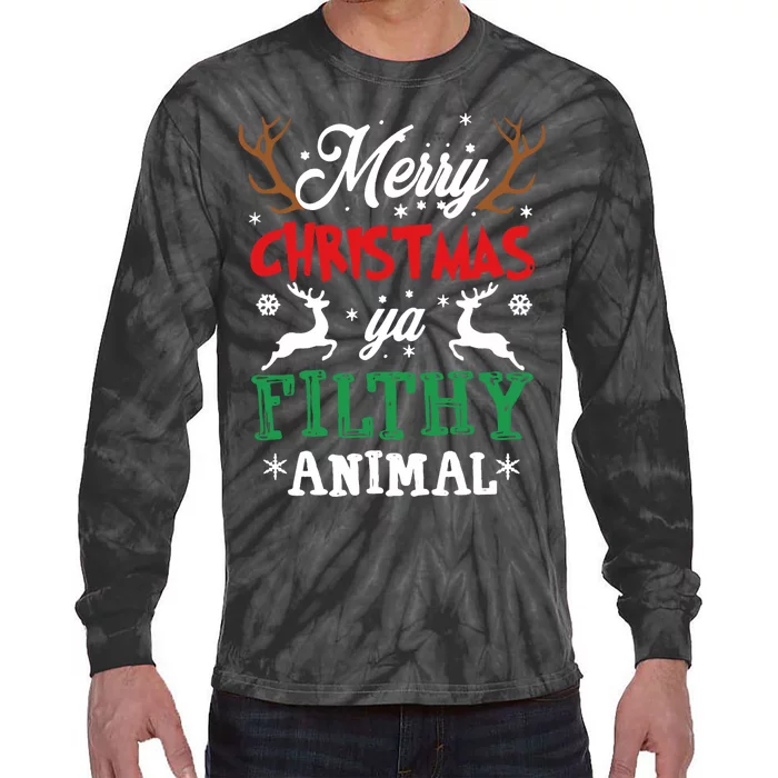 Merry Christmas Animal Filthy Ya Xmas Pajama Tie-Dye Long Sleeve Shirt