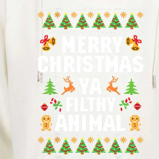 Merry Christmas Animal Filthy Ya Ugly Sweater Style Matching Womens Funnel Neck Pullover Hood