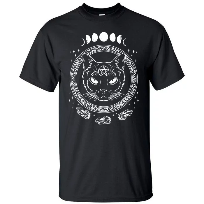 Moon Cat Alchemy Witch Dark Symbols Goth Halloween Tall T-Shirt