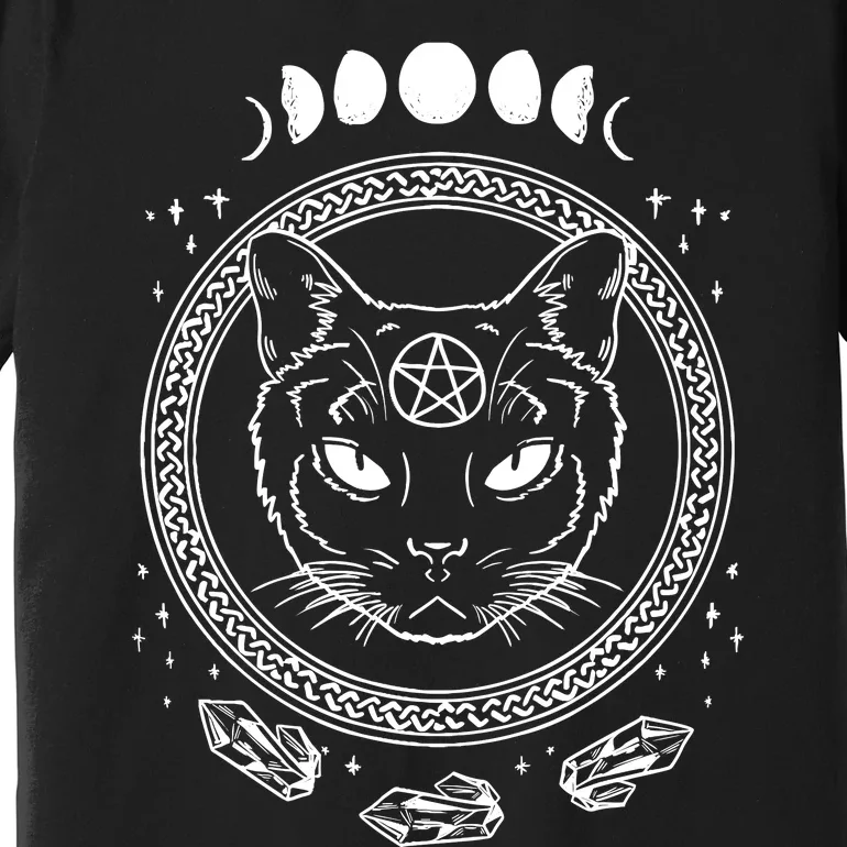 Moon Cat Alchemy Witch Dark Symbols Goth Halloween Premium T-Shirt