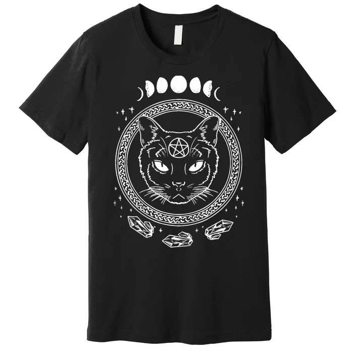 Moon Cat Alchemy Witch Dark Symbols Goth Halloween Premium T-Shirt