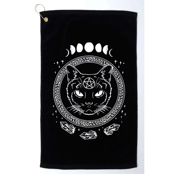 Moon Cat Alchemy Witch Dark Symbols Goth Halloween Platinum Collection Golf Towel