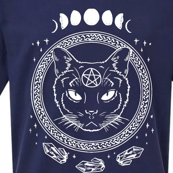 Moon Cat Alchemy Witch Dark Symbols Goth Halloween Sueded Cloud Jersey T-Shirt