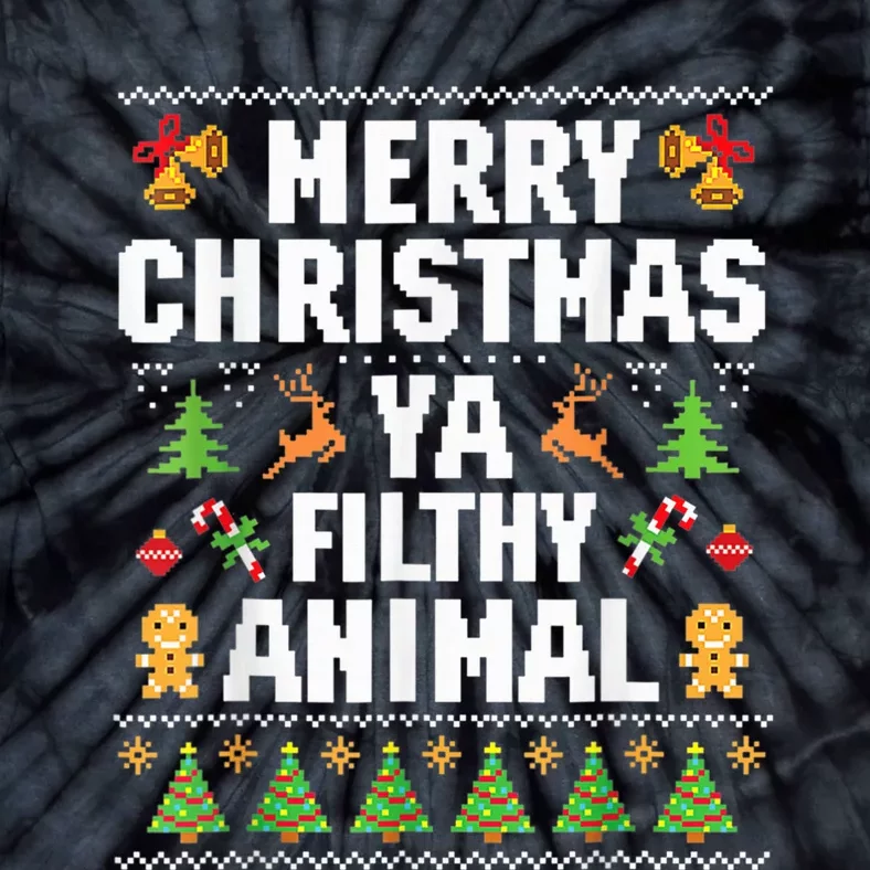 Merry Christmas Animal Filthy Ya Ugly Sweater Style Matching Tie-Dye T-Shirt