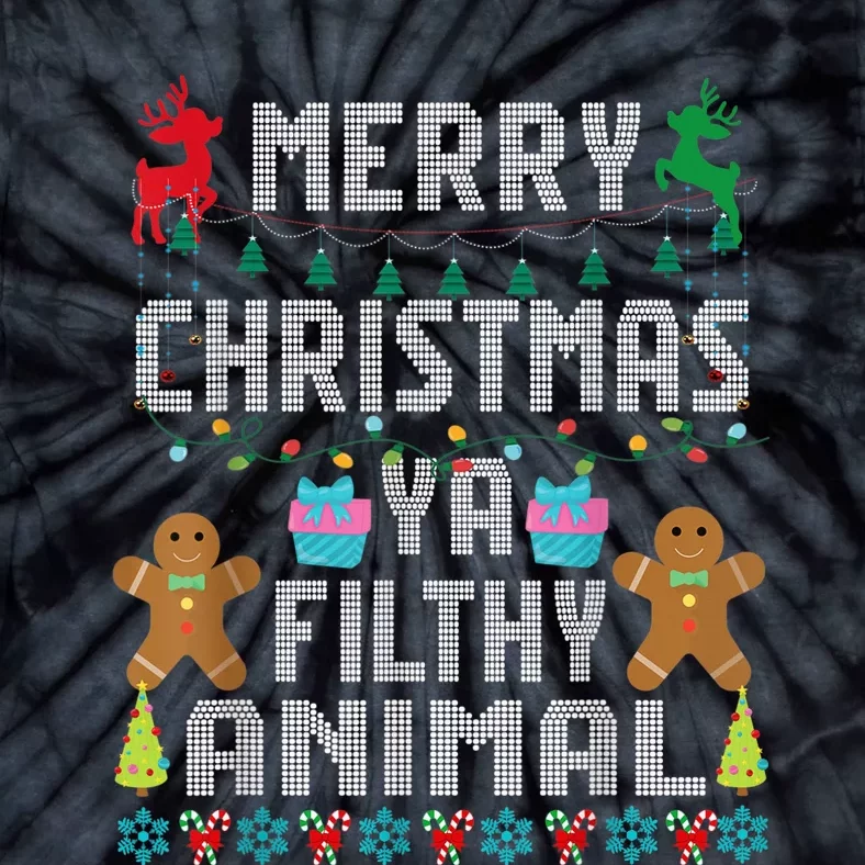 Merry Christmas Animal Filthy Ya Ugly Sweater PJs Matching Tie-Dye T-Shirt