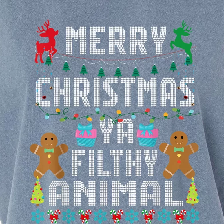 Merry Christmas Animal Filthy Ya Ugly Sweater PJs Matching Garment-Dyed Women's Muscle Tee