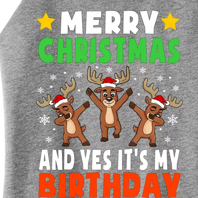 Merry Christmas And Yes ItS My Birthday Christmas Pajamas Gift Women’s Perfect Tri Rocker Tank