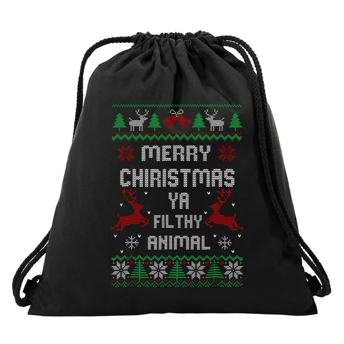 Merry Christmas Animal Filthy Ya Xmas Pajama Drawstring Bag