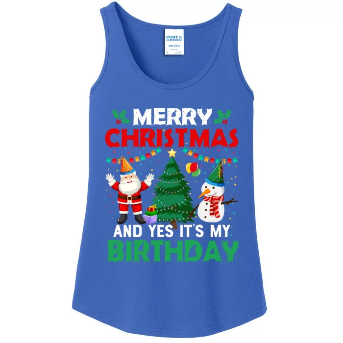 Merry Christmas And Yes ItS My Birthday Great Gift Ladies Essential Tank