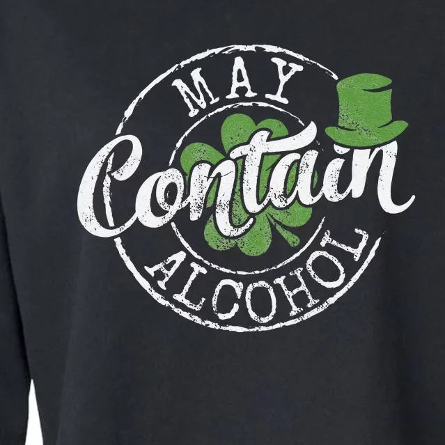 May Contain Alcohol Funny Saint Paddy's St Patrick's Day Cropped Pullover Crew