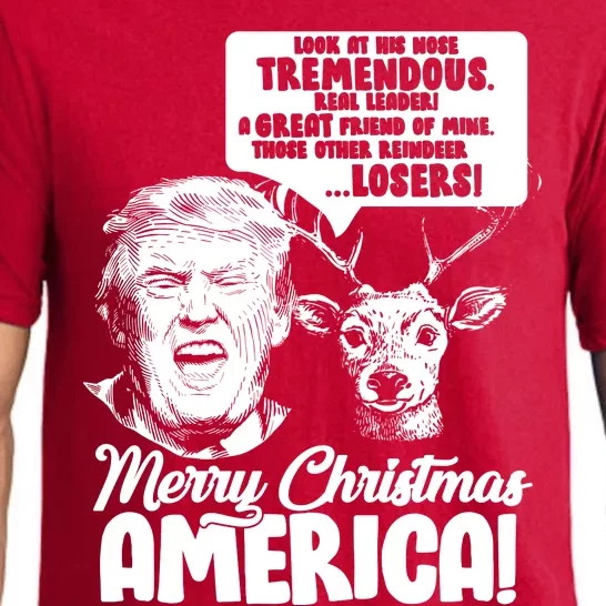 Merry Christmas America Trump Reindeer Pajama Set