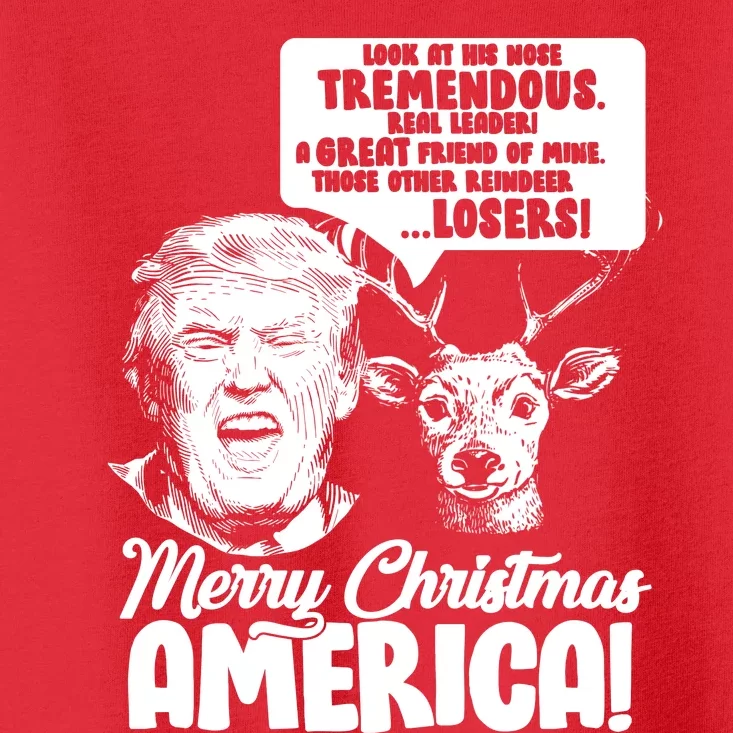 Merry Christmas America Trump Reindeer Toddler T-Shirt