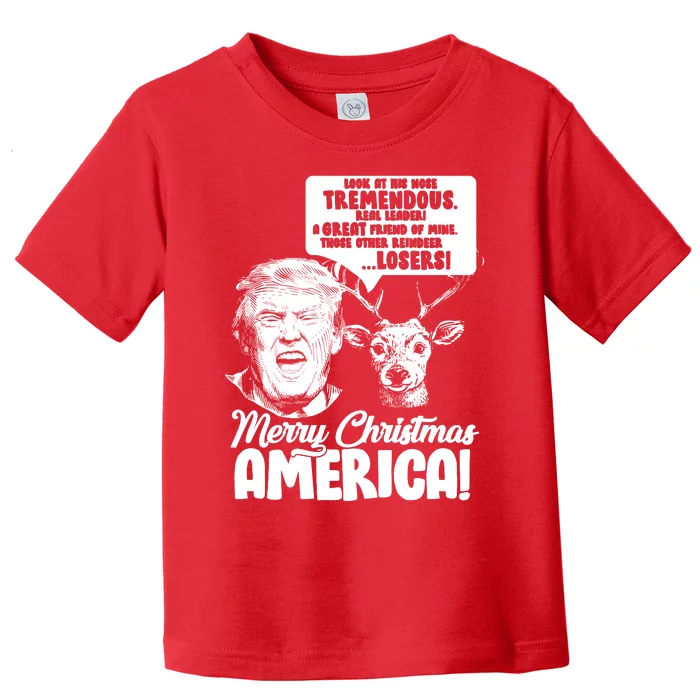 Merry Christmas America Trump Reindeer Toddler T-Shirt