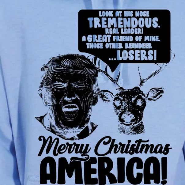 Merry Christmas America Trump Reindeer Unisex Surf Hoodie