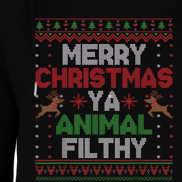 Merry Christmas Animal Filthy Ya Xmas Womens Funnel Neck Pullover Hood