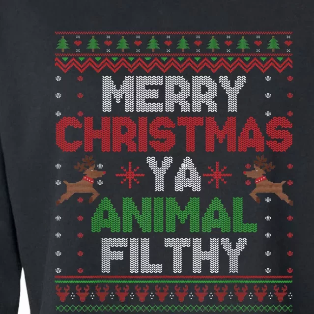 Merry Christmas Animal Filthy Ya Xmas Cropped Pullover Crew