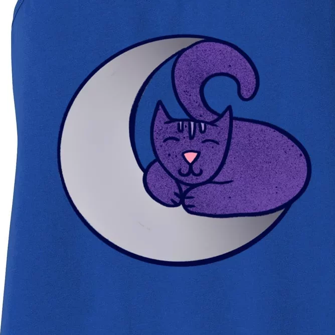 Moon Cat Artwork Cat Witch Design Gift Women's Racerback Tank