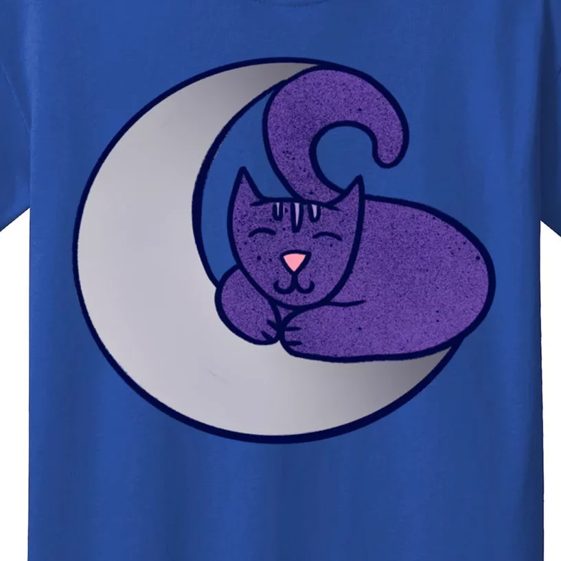 Moon Cat Artwork Cat Witch Design Gift Kids T-Shirt