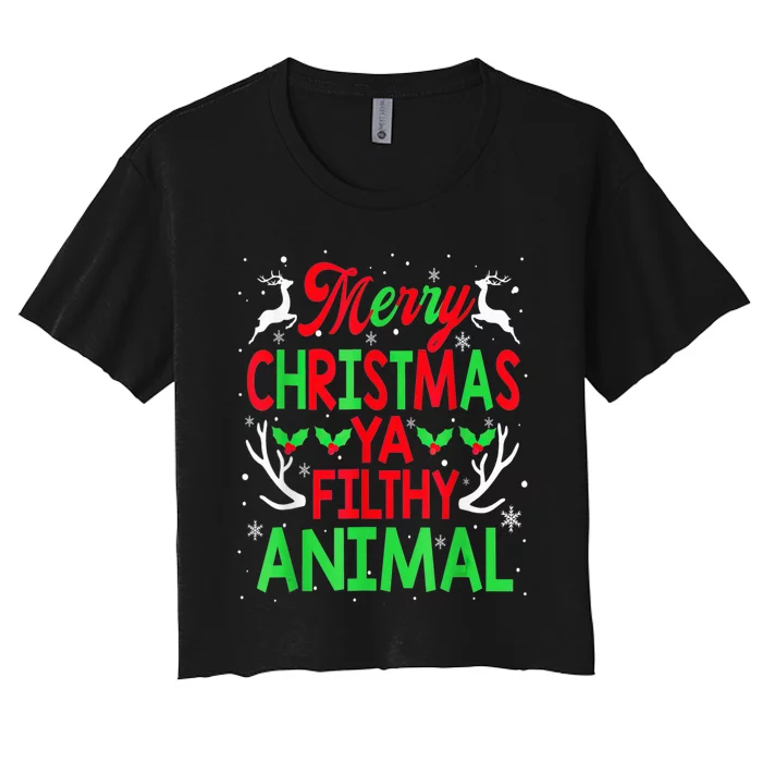 Merry Christmas Animal Filthy Ya  Wo Kid Women's Crop Top Tee