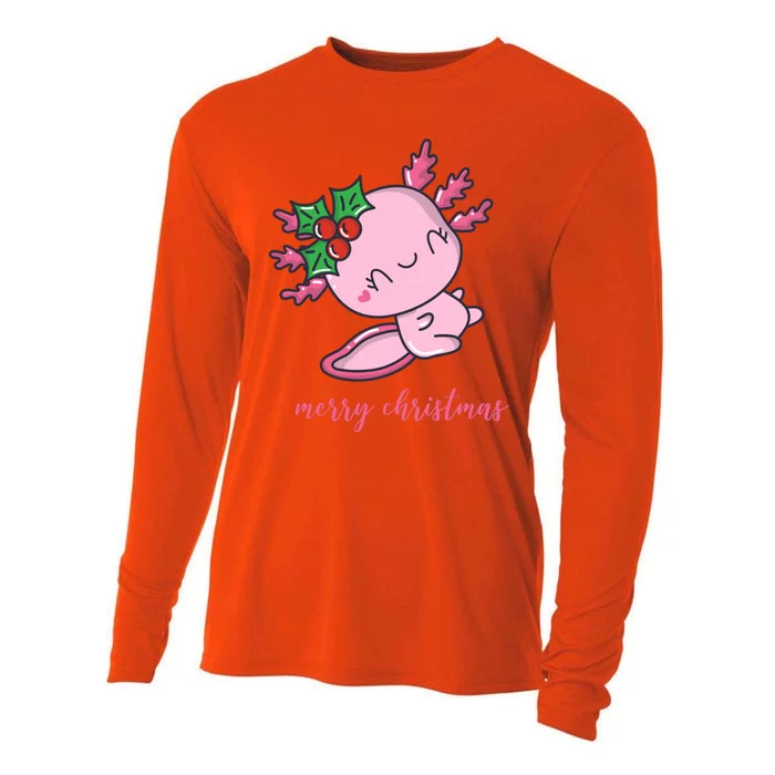 Merry Christmas Axolotl Cute Holiday Cooling Performance Long Sleeve Crew