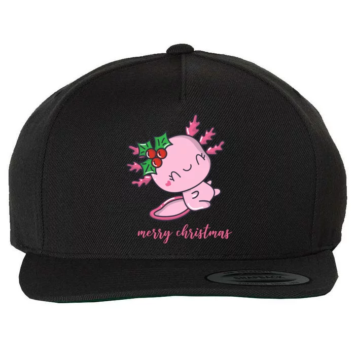 Merry Christmas Axolotl Cute Holiday Wool Snapback Cap