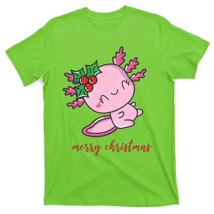 Merry Christmas Axolotl Cute Holiday T-Shirt