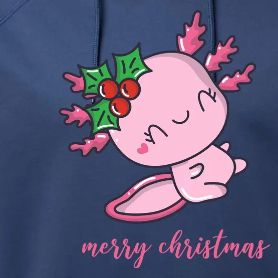 Merry Christmas Axolotl Cute Holiday Performance Fleece Hoodie