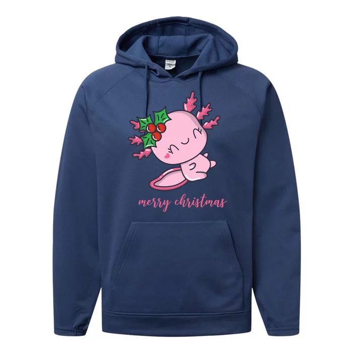 Merry Christmas Axolotl Cute Holiday Performance Fleece Hoodie