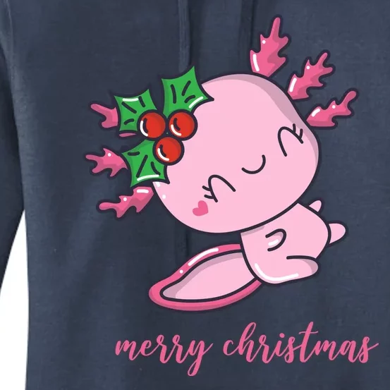 Merry Christmas Axolotl Cute Holiday Women's Pullover Hoodie