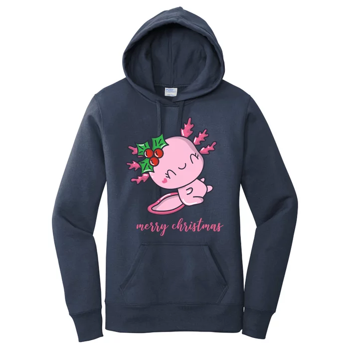 Merry Christmas Axolotl Cute Holiday Women's Pullover Hoodie