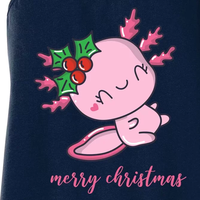 Merry Christmas Axolotl Cute Holiday Women's Racerback Tank