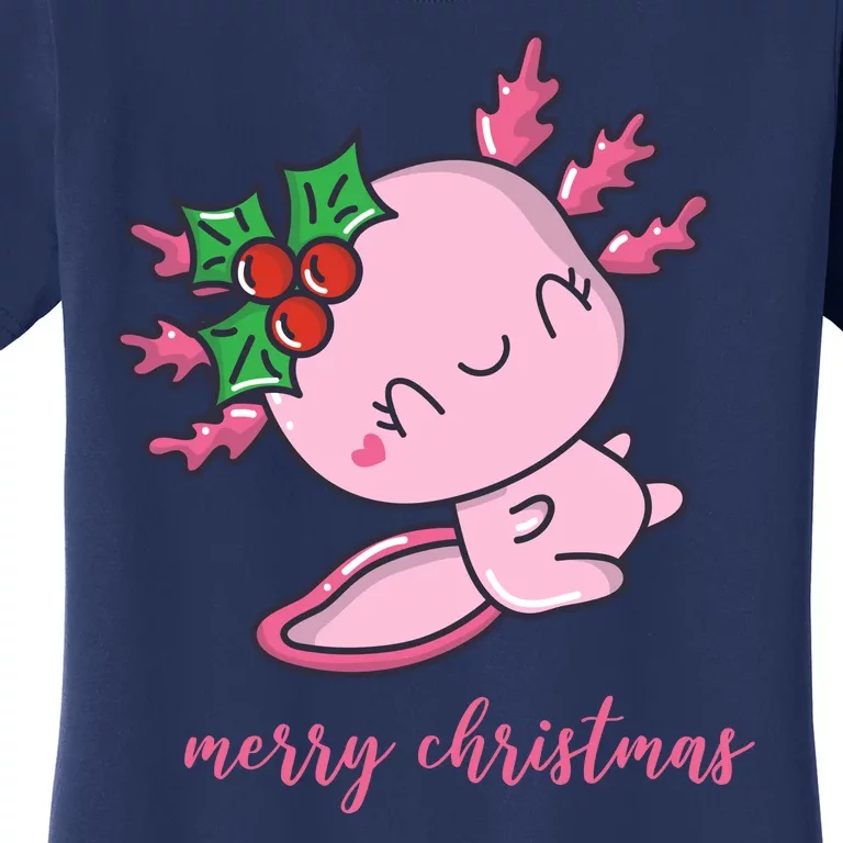 Merry Christmas Axolotl Cute Holiday Women's T-Shirt