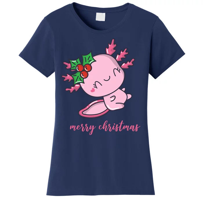 Merry Christmas Axolotl Cute Holiday Women's T-Shirt