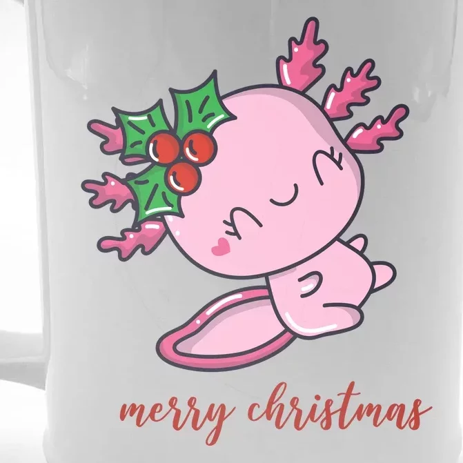 Merry Christmas Axolotl Cute Holiday Front & Back Beer Stein