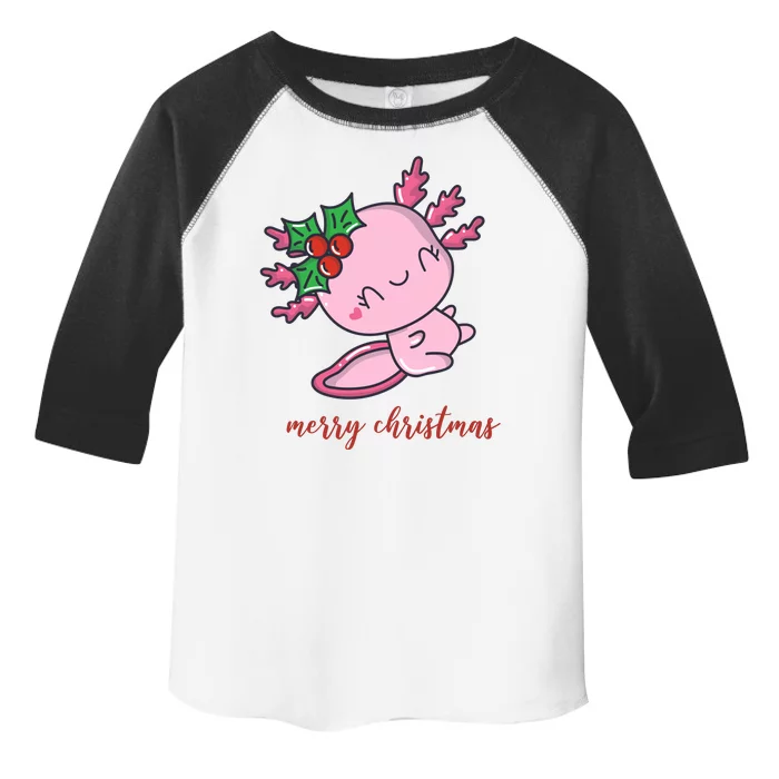 Merry Christmas Axolotl Cute Holiday Toddler Fine Jersey T-Shirt