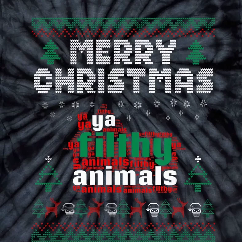 Merry Christmas Animal Filthy Ya Ugly Sweater Style Matching Tie-Dye T-Shirt