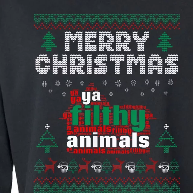 Merry Christmas Animal Filthy Ya Ugly Sweater Style Matching Cropped Pullover Crew