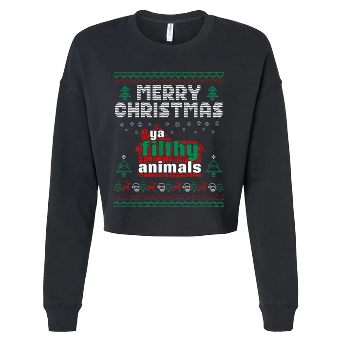 Merry Christmas Animal Filthy Ya Ugly Sweater Style Matching Cropped Pullover Crew