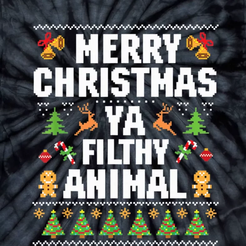 Merry Christmas Animal Filthy Ya Ugly Sweater Style Matching Tie-Dye T-Shirt