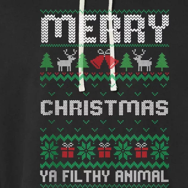 Merry Christmas Animal Filthy Ya Ugly Xmas Family Matching Garment-Dyed Fleece Hoodie