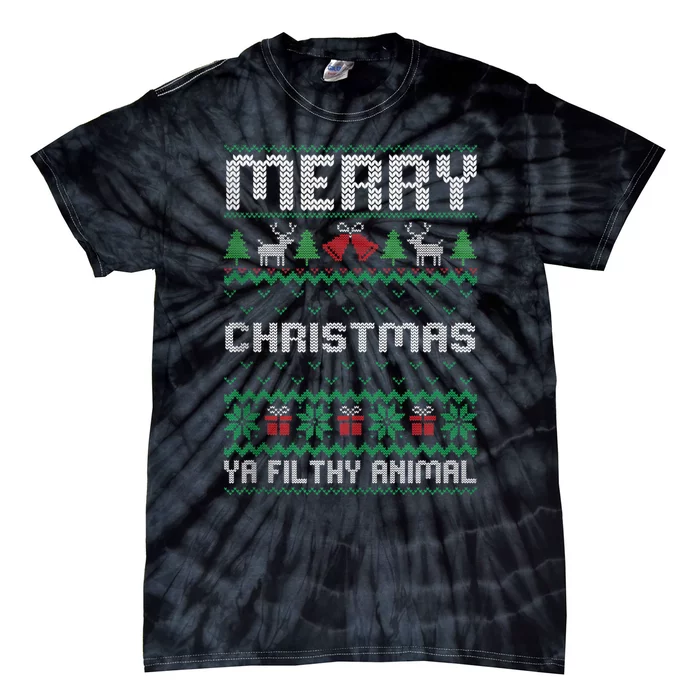 Merry Christmas Animal Filthy Ya Ugly Xmas Family Matching Tie-Dye T-Shirt