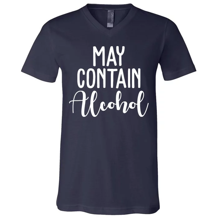 May Contain Alcohol Funny V-Neck T-Shirt