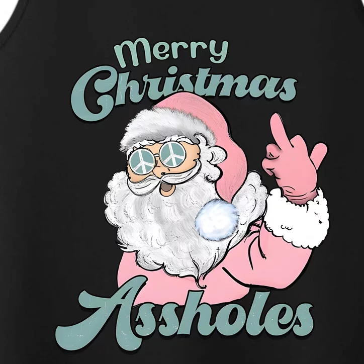 Merry Christmas Assholes Santa Dirty Humor Christmas Performance Tank