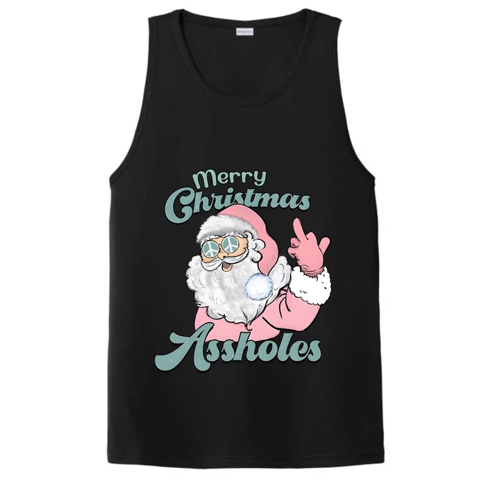 Merry Christmas Assholes Santa Dirty Humor Christmas Performance Tank