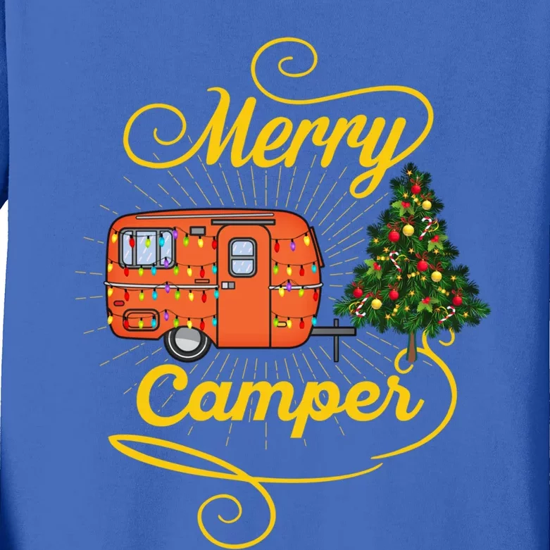 Merry Camper And Christmas Camping Lovers Gift Kids Long Sleeve Shirt