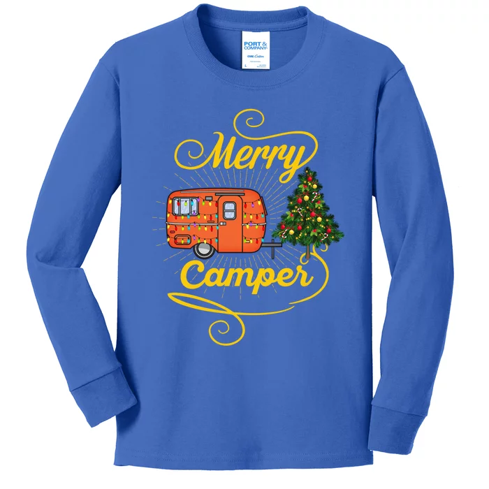 Merry Camper And Christmas Camping Lovers Gift Kids Long Sleeve Shirt