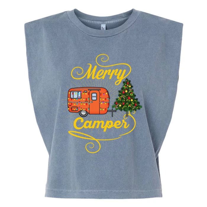 Merry Camper And Christmas Camping Lovers Gift Garment-Dyed Women's Muscle Tee